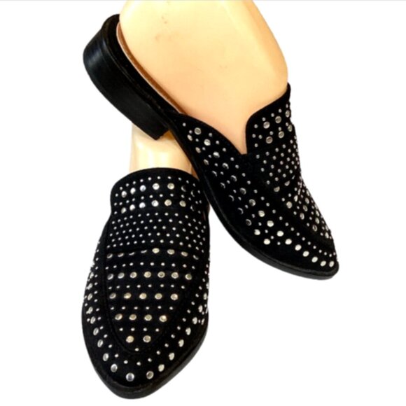 Beast Fashion Rhinestone Studded Mules Slip On Sz 6.5 #294D - Picture 2 of 11